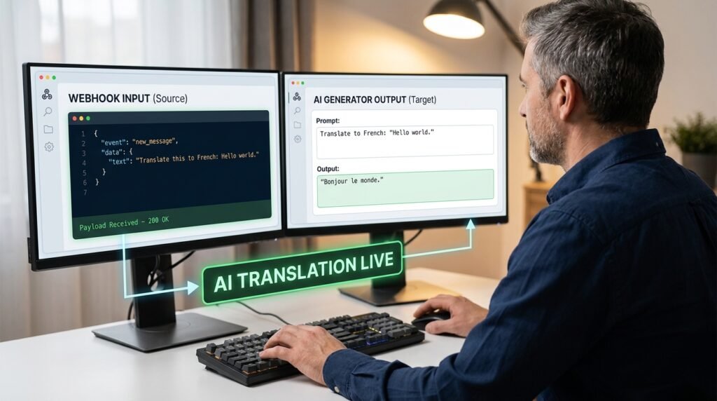 webhooks talking to ai text generators