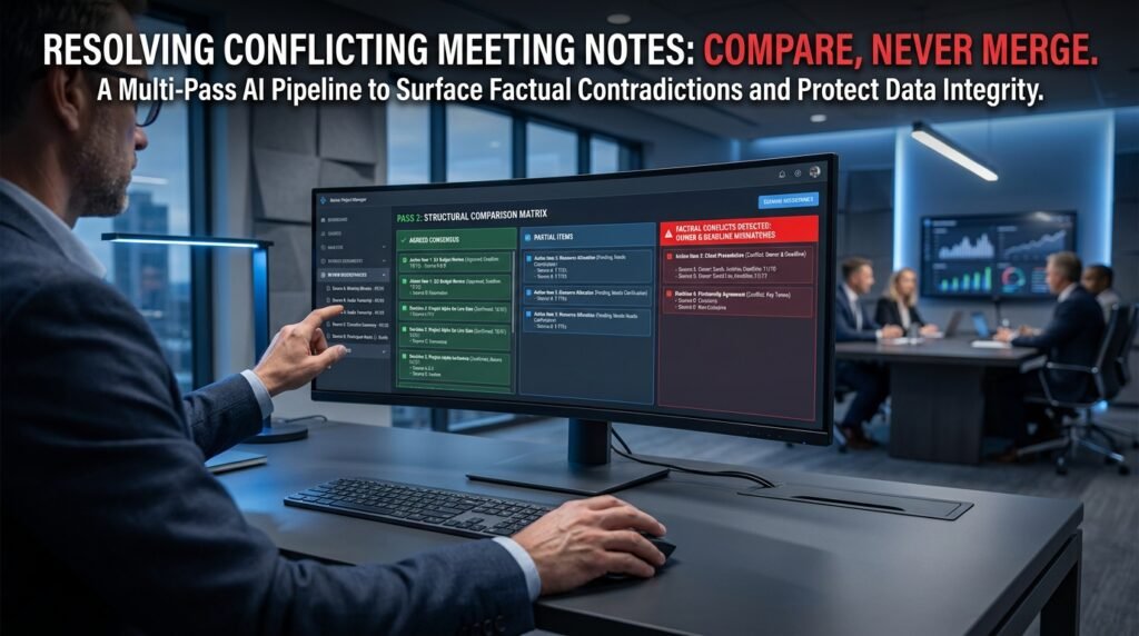 reconciling conflicting meeting notes ai